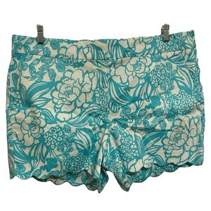 Talbots Women’s 18 Blue White Floral Scallop Hem Chino Shorts